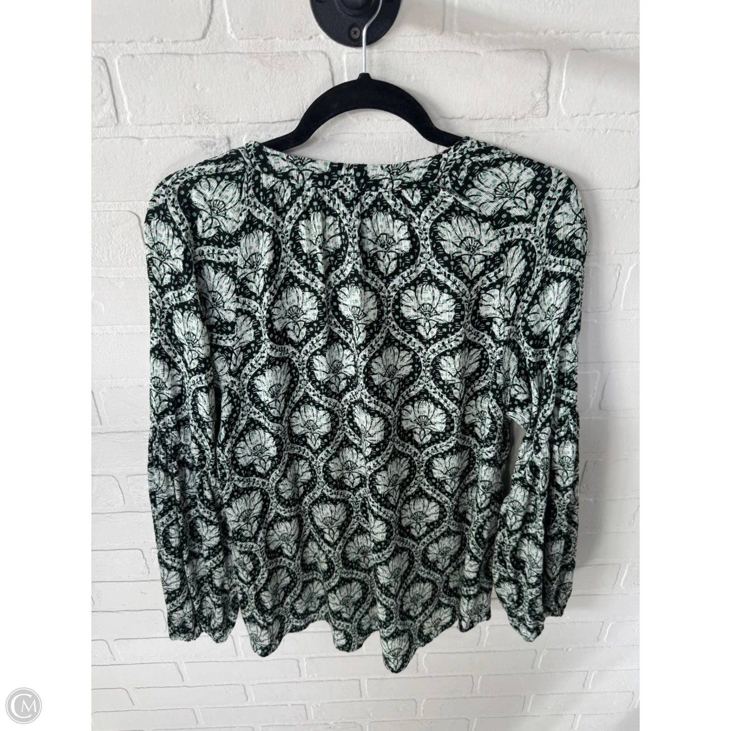 Top Long Sleeve By White House Black Market In Black & Green, Size: M