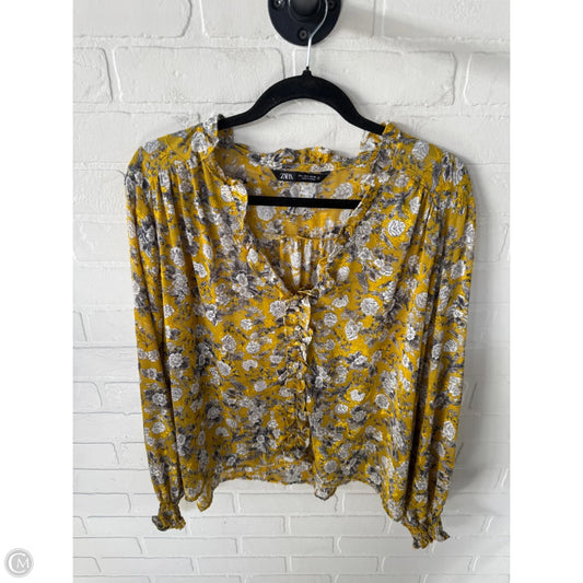 Top Long Sleeve By Zara In Yellow, Size: L