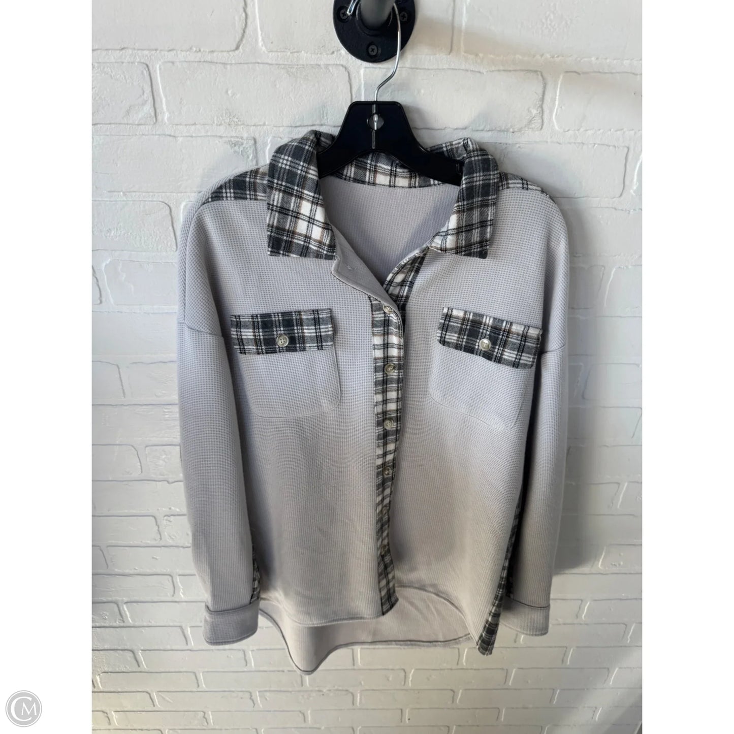 Jacket Shirt By Cme In Grey, Size: S