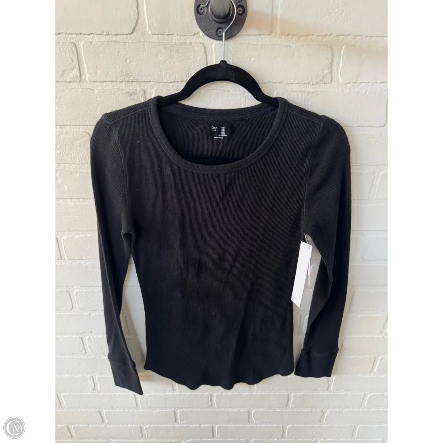 Top Long Sleeve Basic By Gap In Black, Size: M