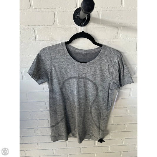 Athletic Top Short Sleeve By Lululemon In Grey, Size: M