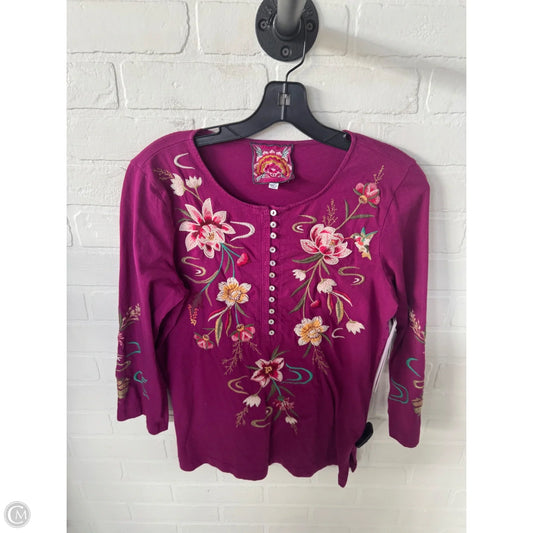 Top 3/4 Sleeve Designer By Johnny Was In Pink, Size: Xs
