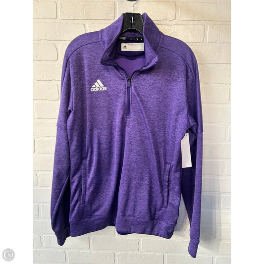 Athletic Top Long Sleeve Collar By Adidas In Purple, Size: M
