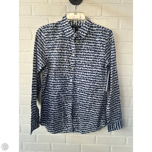 Top Long Sleeve By Banana Republic In Blue & White, Size: S
