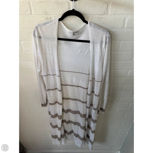 Sweater Cardigan By Cabi In Tan & White, Size: L
