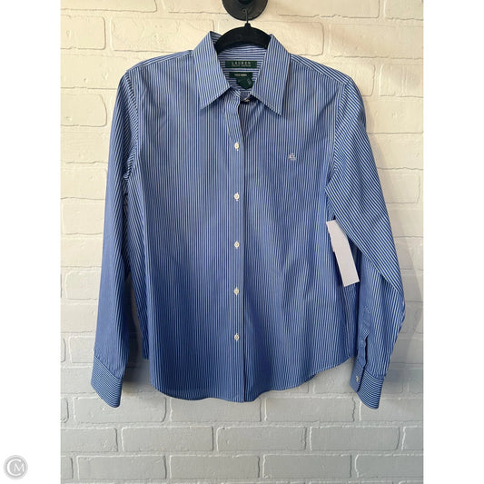 Top Long Sleeve By Lauren By Ralph Lauren In Blue & White, Size: M