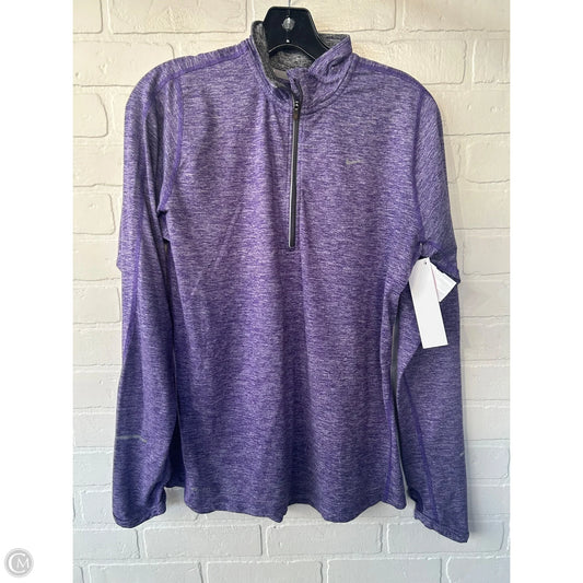 Athletic Top Long Sleeve Collar By Nike Apparel In Purple, Size: L