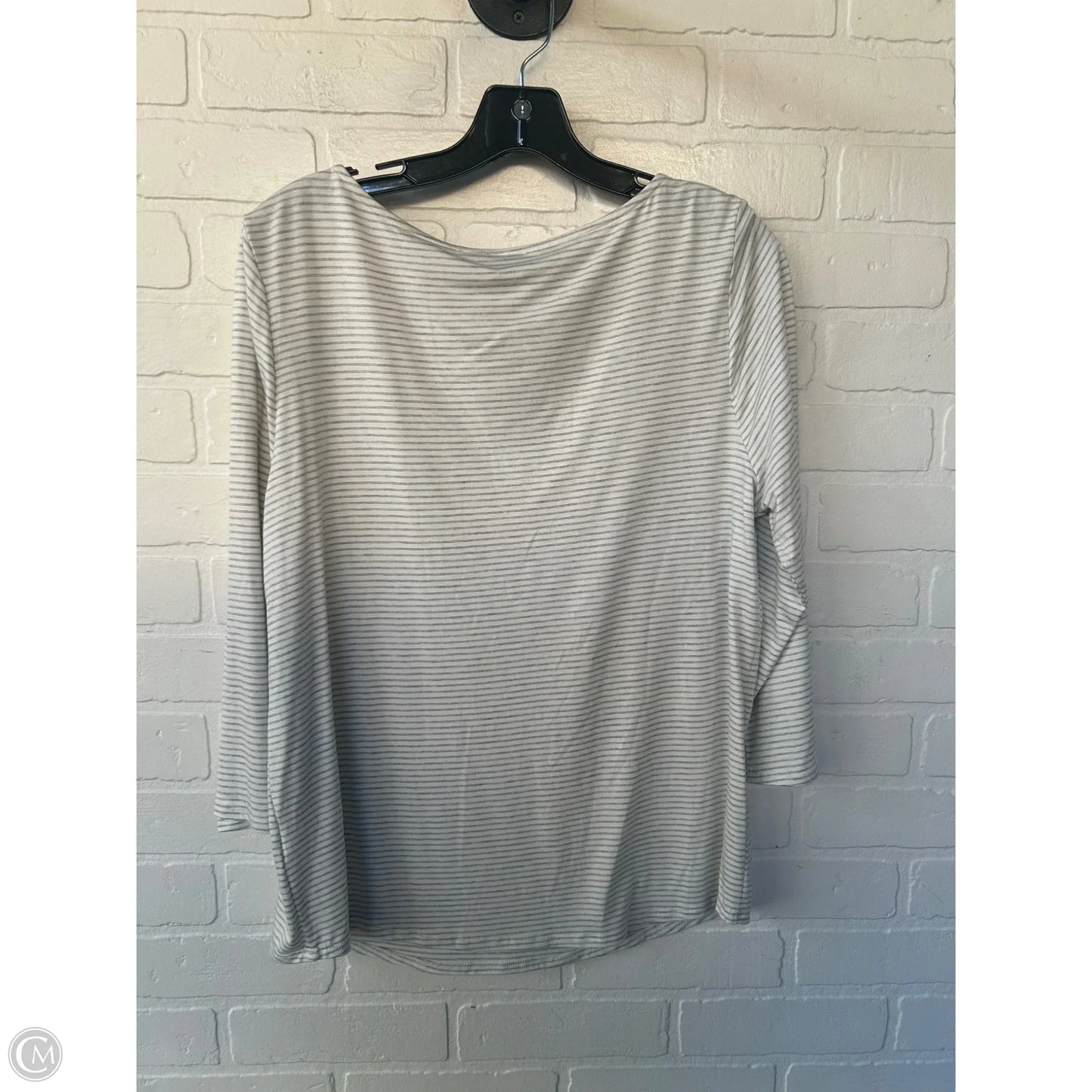 Top 3/4 Sleeve By Green Envelope In Grey & White, Size: L