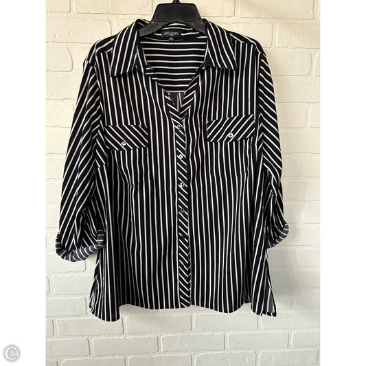 Top Long Sleeve By Notations In Black & White, Size: 3x