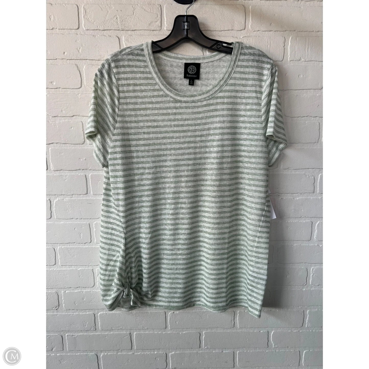 Top Short Sleeve Basic By Bobeau In Green & White, Size: L