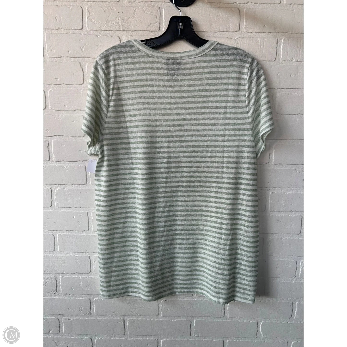 Top Short Sleeve Basic By Bobeau In Green & White, Size: L