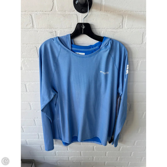 Athletic Top Long Sleeve Hoodie By Columbia In Blue & White, Size: Xl