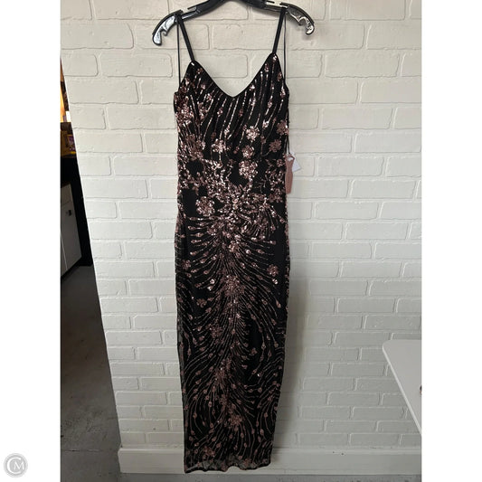 Dress Party Long By Haute Monde In Black & Gold, Size: L