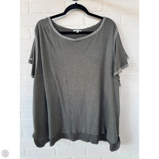 Top Short Sleeve By Max Studio In Green & White, Size: 3x