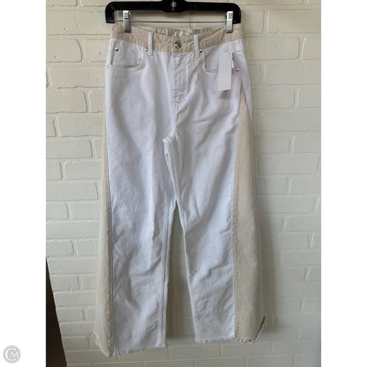 Jeans Flared By Zara In Tan & White, Size: 4