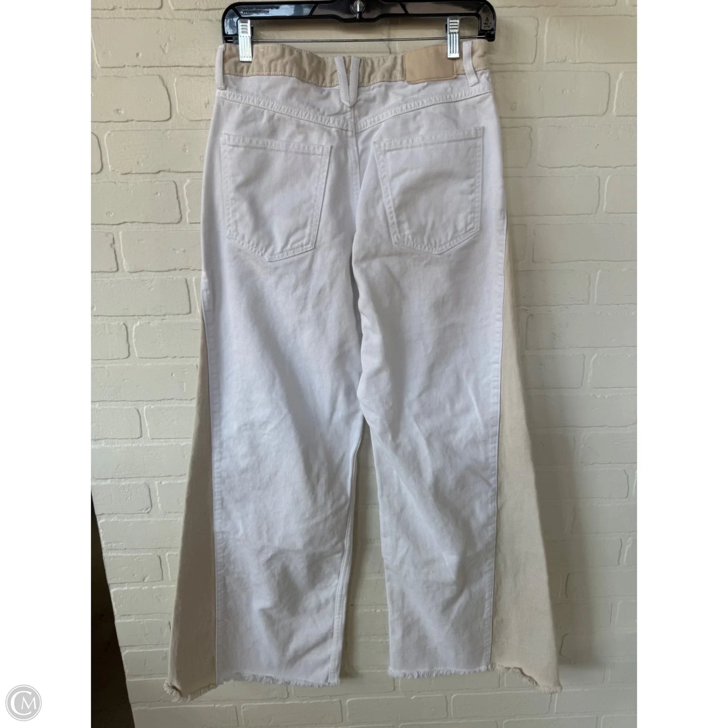 Jeans Flared By Zara In Tan & White, Size: 4