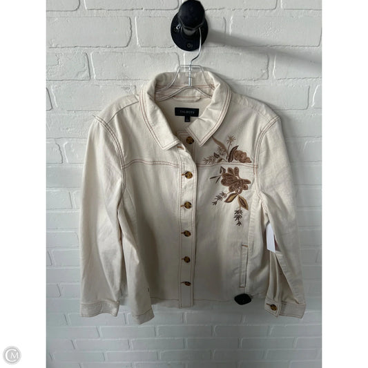 Jacket Denim By Talbots In Cream Denim, Size: L