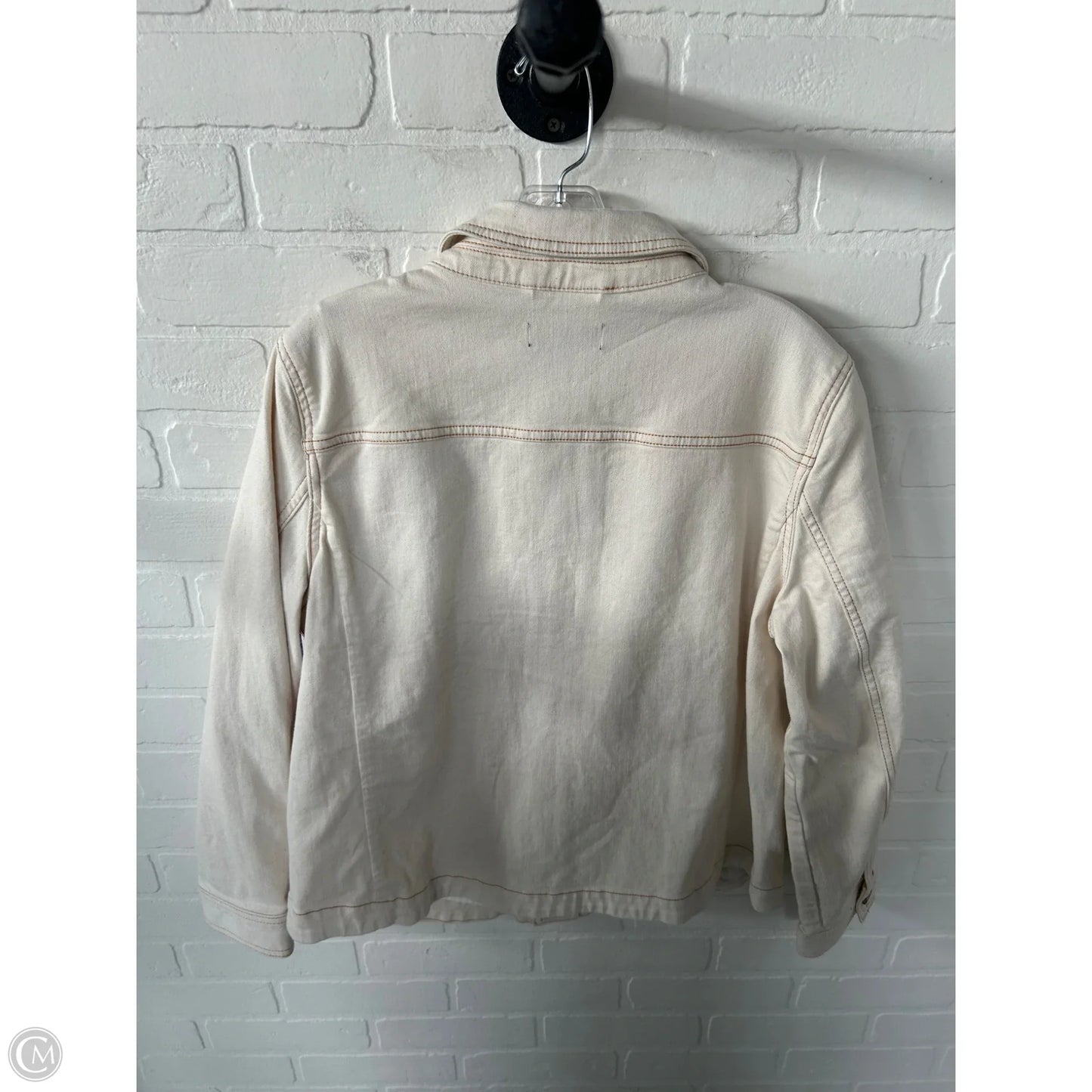 Jacket Denim By Talbots In Cream Denim, Size: L