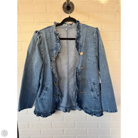 Jacket Denim By Clothes Mentor In Blue Denim, Size: L