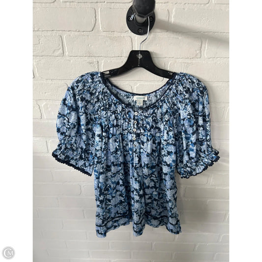 Top Short Sleeve By Sundance In Blue & White, Size: L