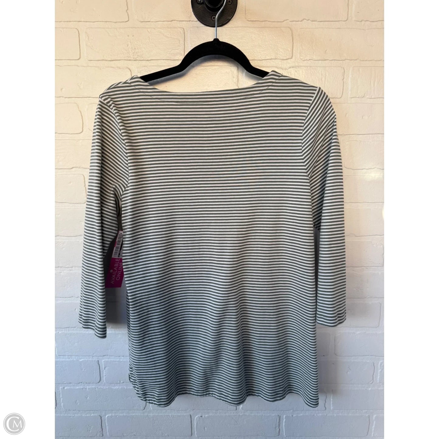 Top 3/4 Sleeve Basic By J. Jill In Green & White, Size: M