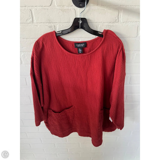 Top 3/4 Sleeve By Jones And Co In Red, Size: 2x