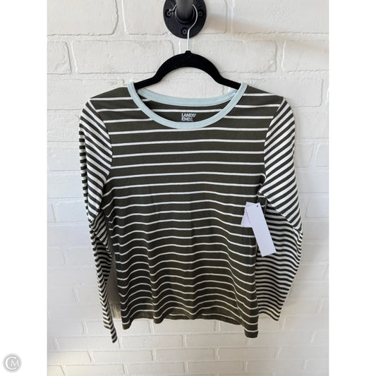 Top Long Sleeve Basic By Lands End In Green & White, Size: M