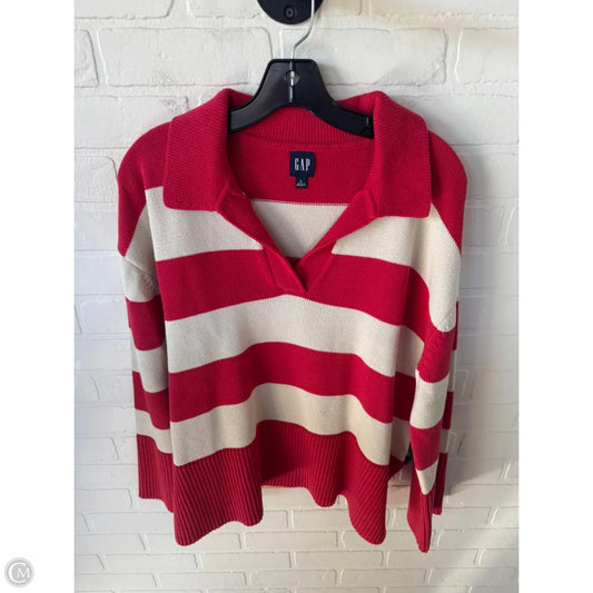 Sweater By Gap In Cream & Red, Size: L