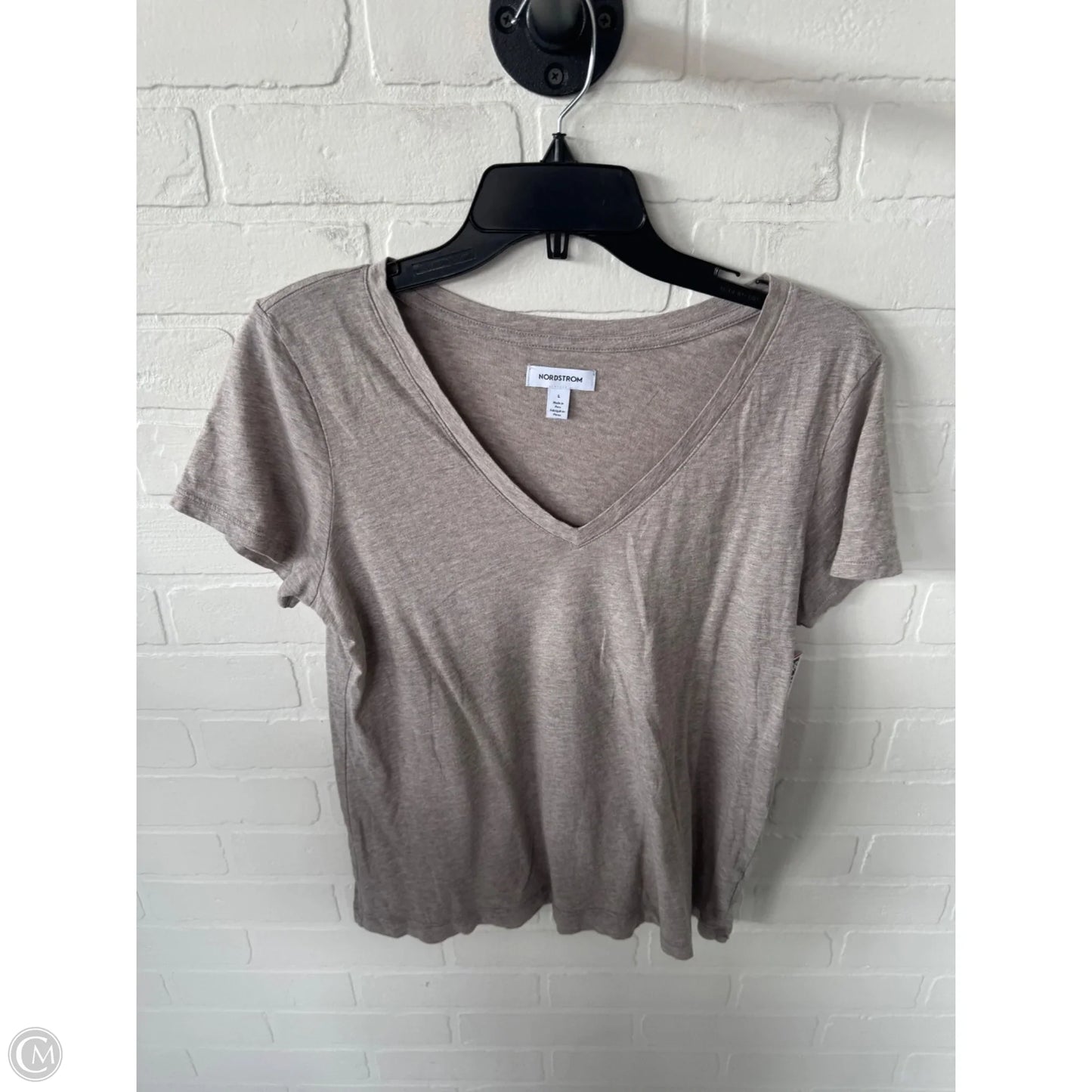 Top Short Sleeve Basic By Nordstrom In Tan, Size: L