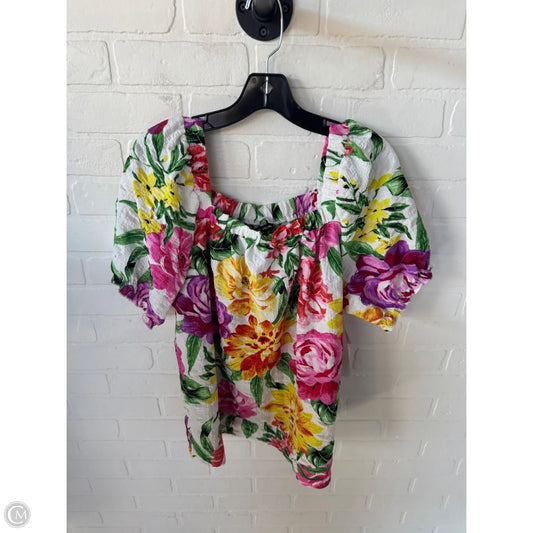 Top Short Sleeve By Unique Spectrum In Pink & White, Size: M