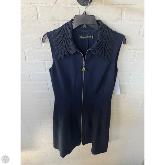 Dress Luxury Designer By Oscar De La Renta In Navy, Size: M