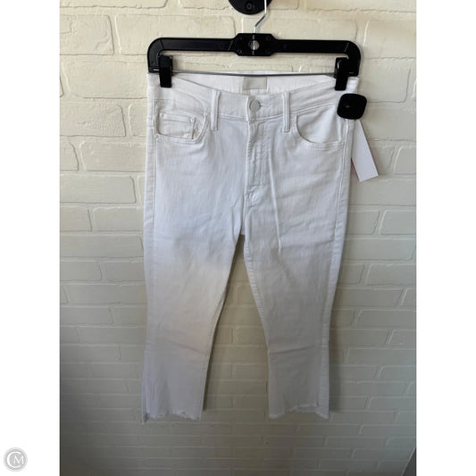 Jeans Cropped By Mother In White Denim, Size: 4