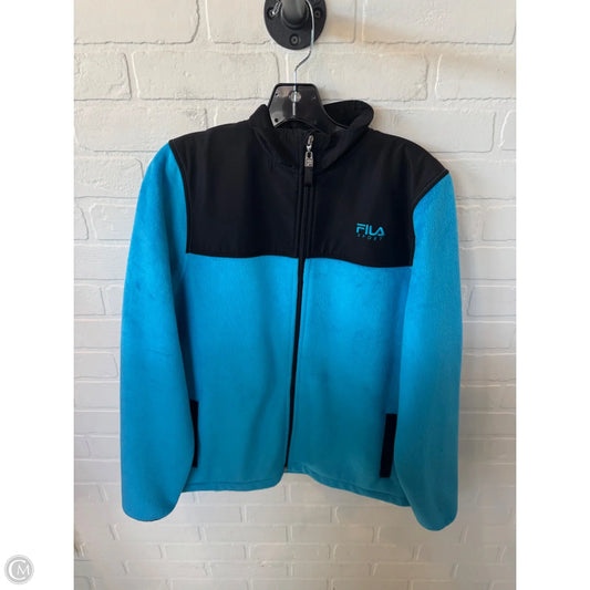 Jacket Fleece By Fila In Black & Blue, Size: L