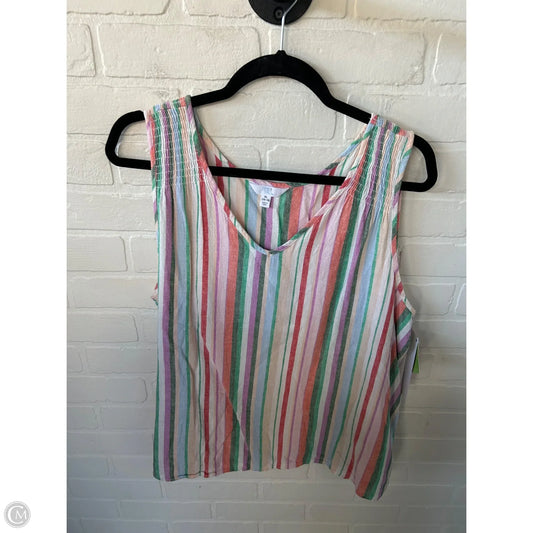 Top Sleeveless By Time And Tru In Green & White, Size: Xl