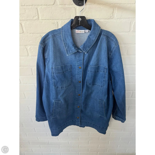 Jacket Shirt By Belle By Kim Gravel In Blue Denim, Size: L