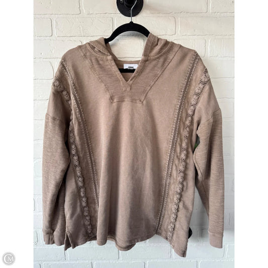 Sweatshirt Hoodie By J. Jill In Tan, Size: L