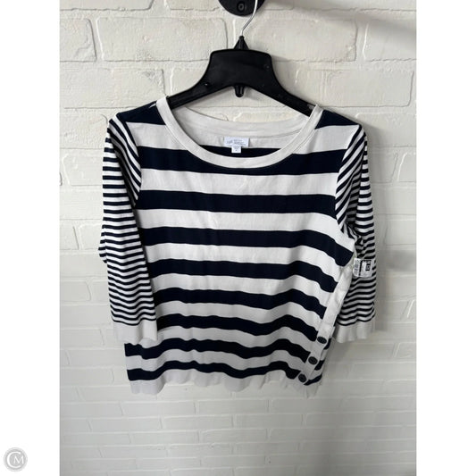 Top 3/4 Sleeve Basic By J. Jill In Blue & White, Size: M