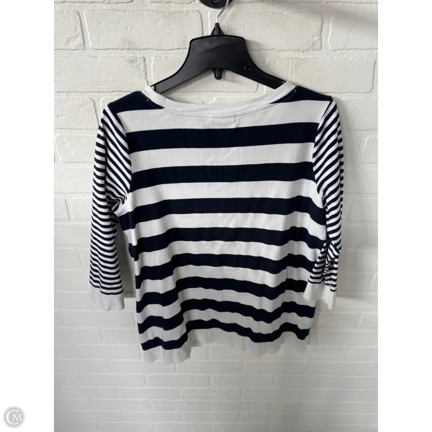 Top 3/4 Sleeve Basic By J. Jill In Blue & White, Size: M