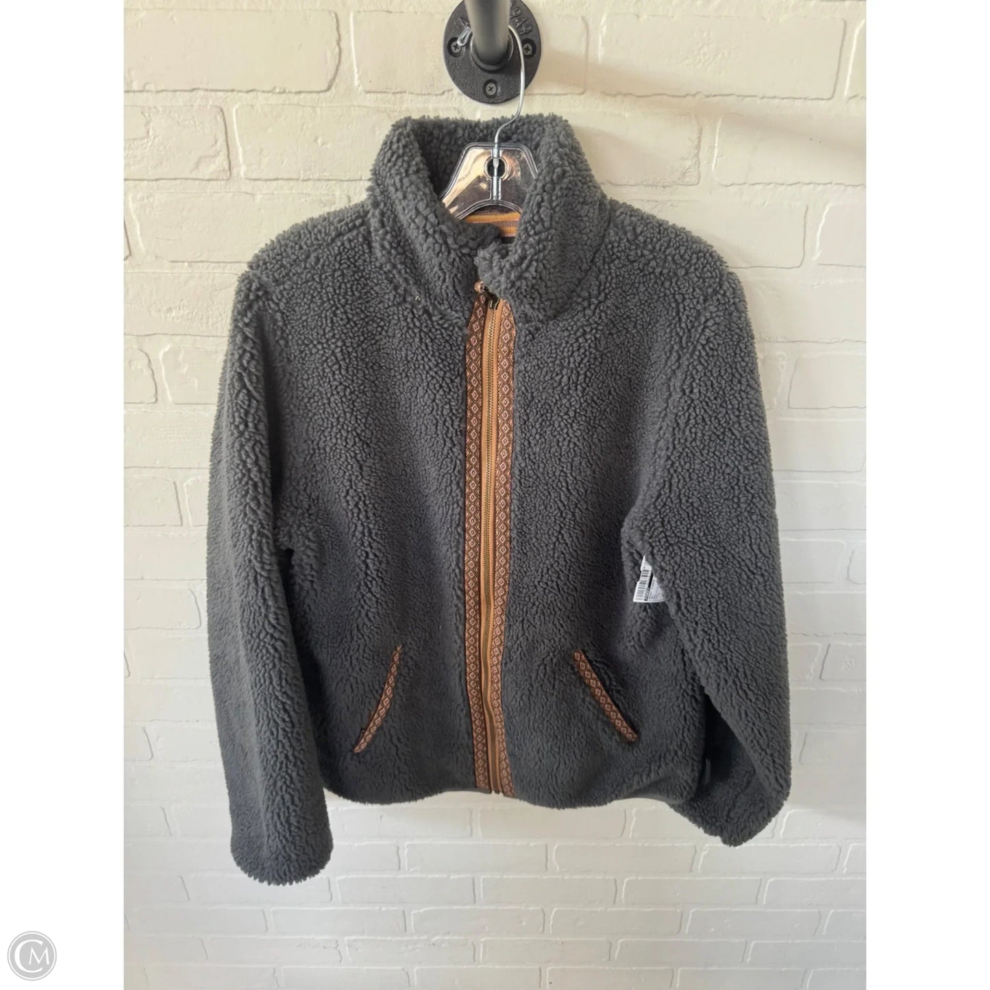 Jacket Fleece By Faherty In Grey, Size: L