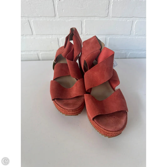 Sandals Heels Wedge By Eileen Fisher In Orange, Size: 9.5