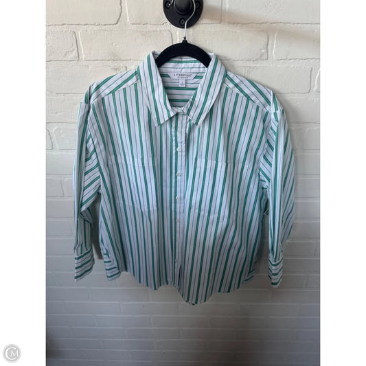 Top 3/4 Sleeve By Liverpool In Green & White, Size: S