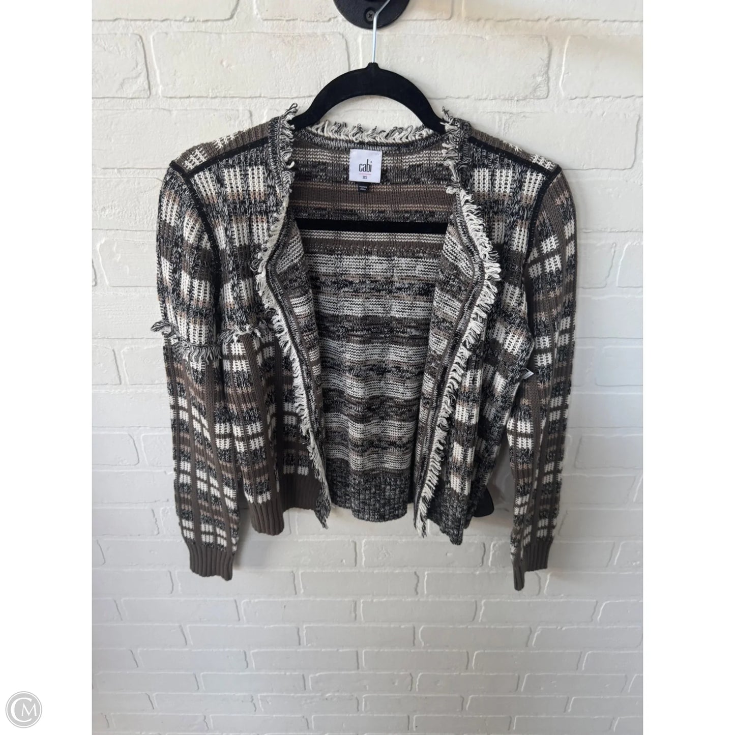 Sweater Cardigan By Cabi In Black & Brown, Size: Xs