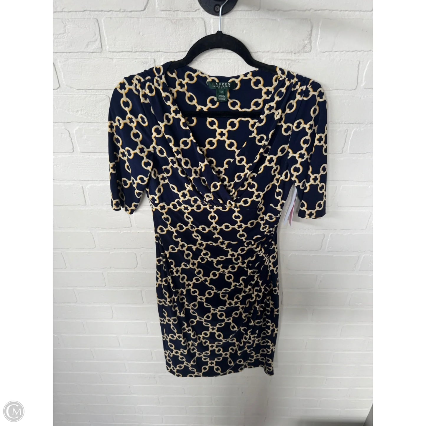Dress Work By Lauren By Ralph Lauren In Blue & Yellow, Size: Sp