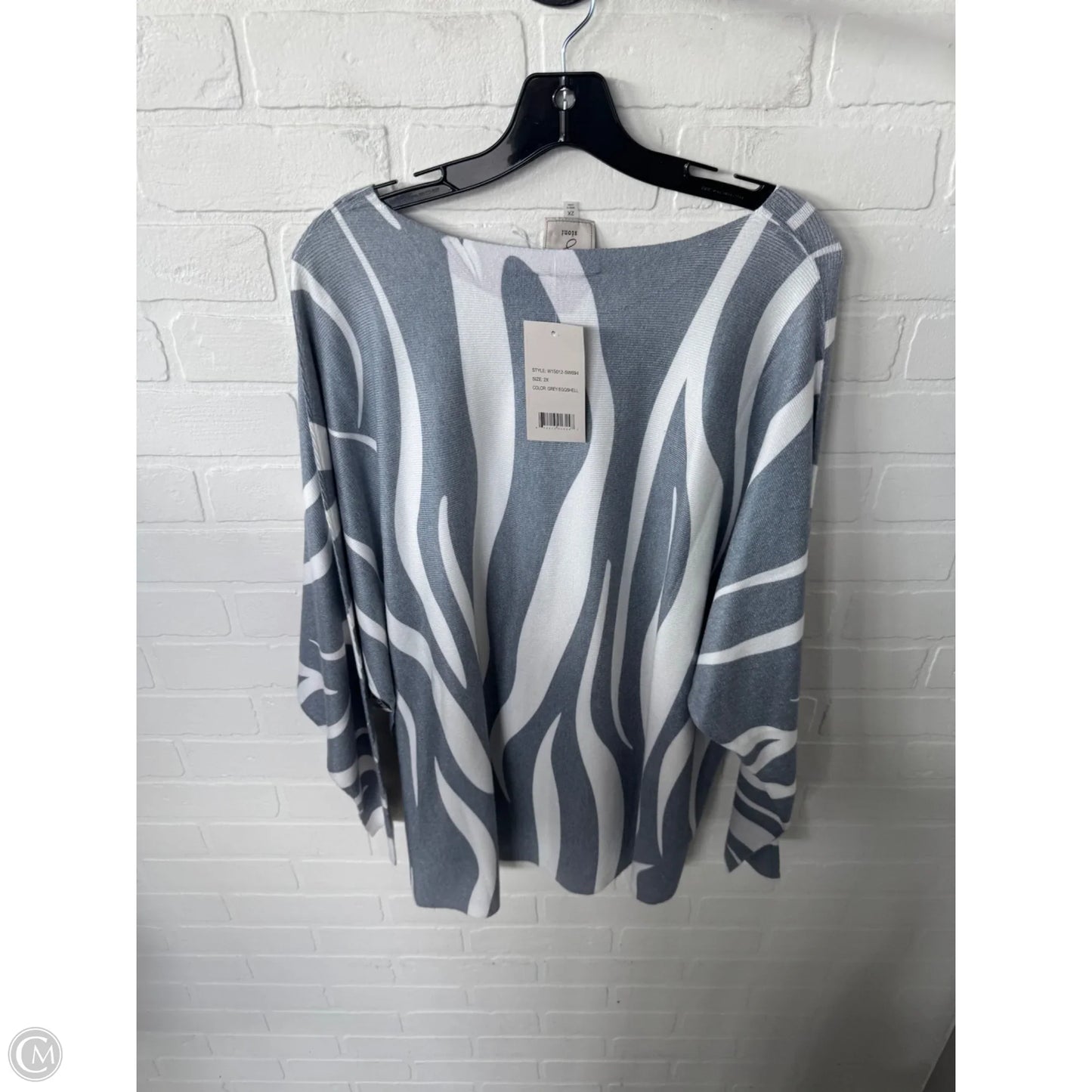 Sweater By Sioni In Grey & White, Size: 2x