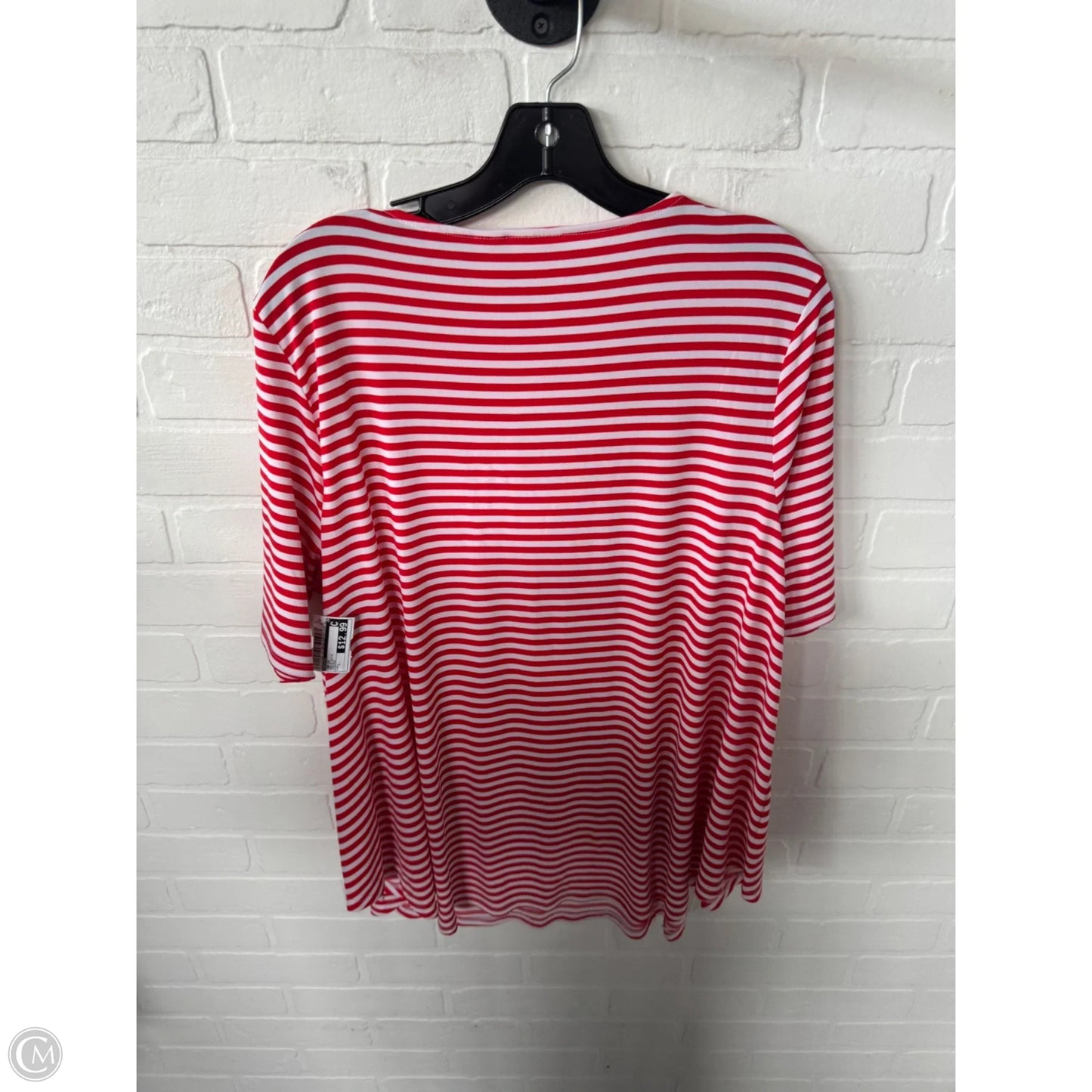 Top Short Sleeve By Chicos In Red & White, Size: L
