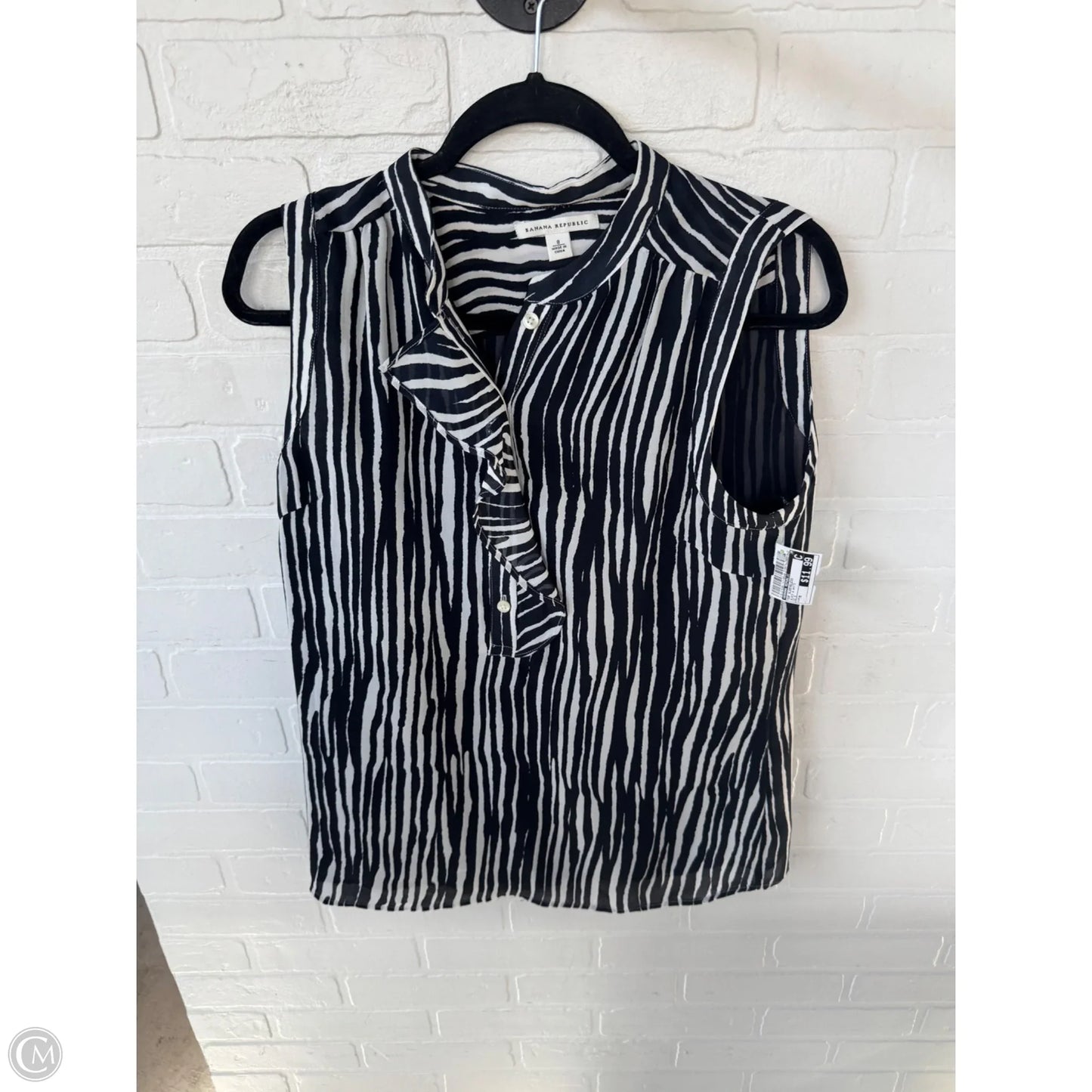 Top Sleeveless By Banana Republic In Black & White, Size: M