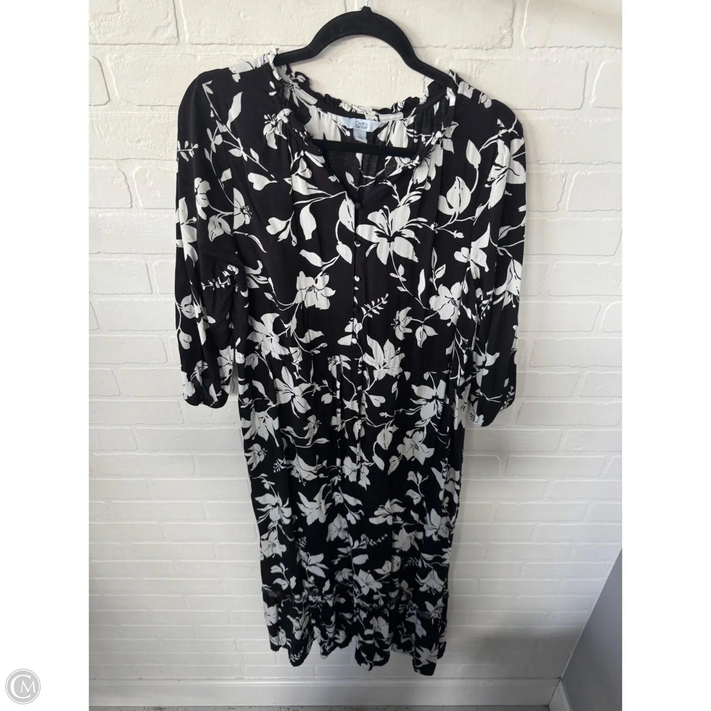 Dress Casual Maxi By Croft And Barrow In Black & White, Size: L