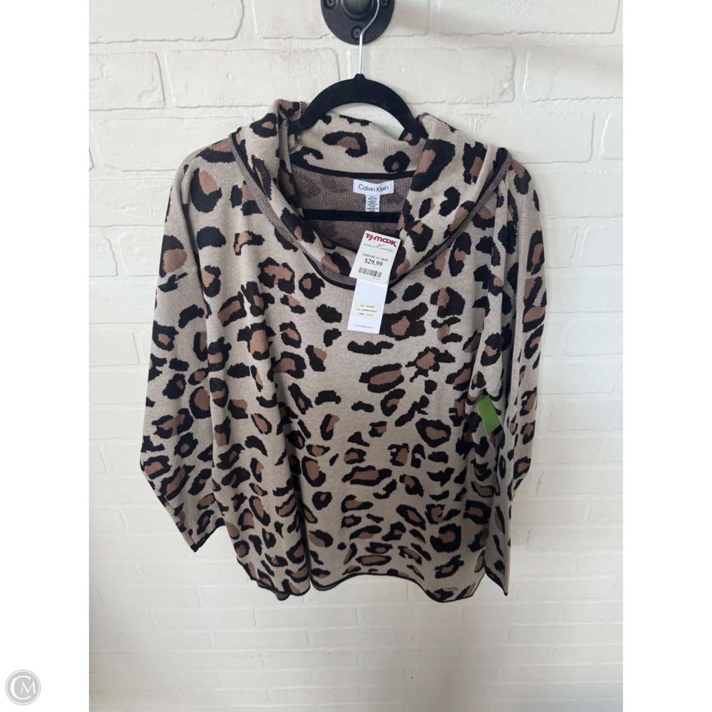 Sweater By Calvin Klein In Black & Tan, Size: Xl