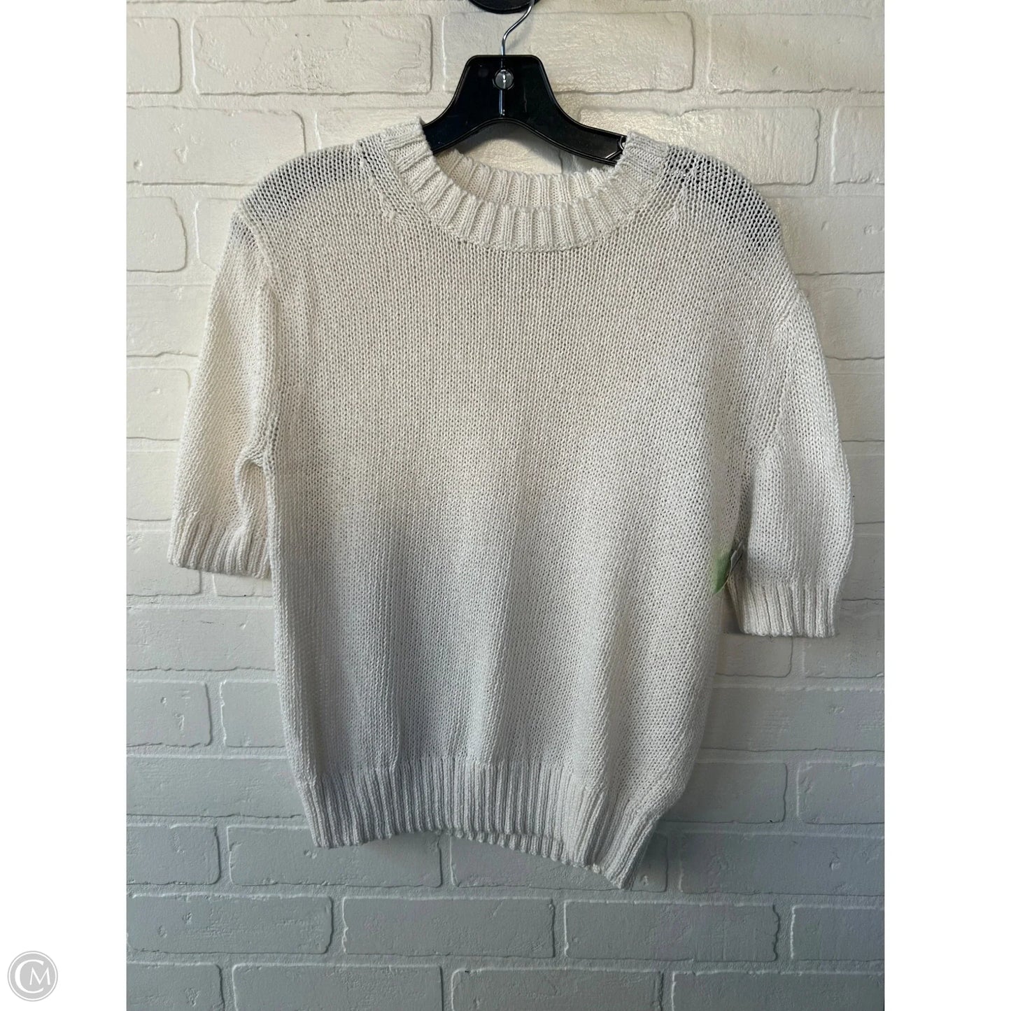 Sweater Short Sleeve By Calvin Klein In Cream, Size: Xs