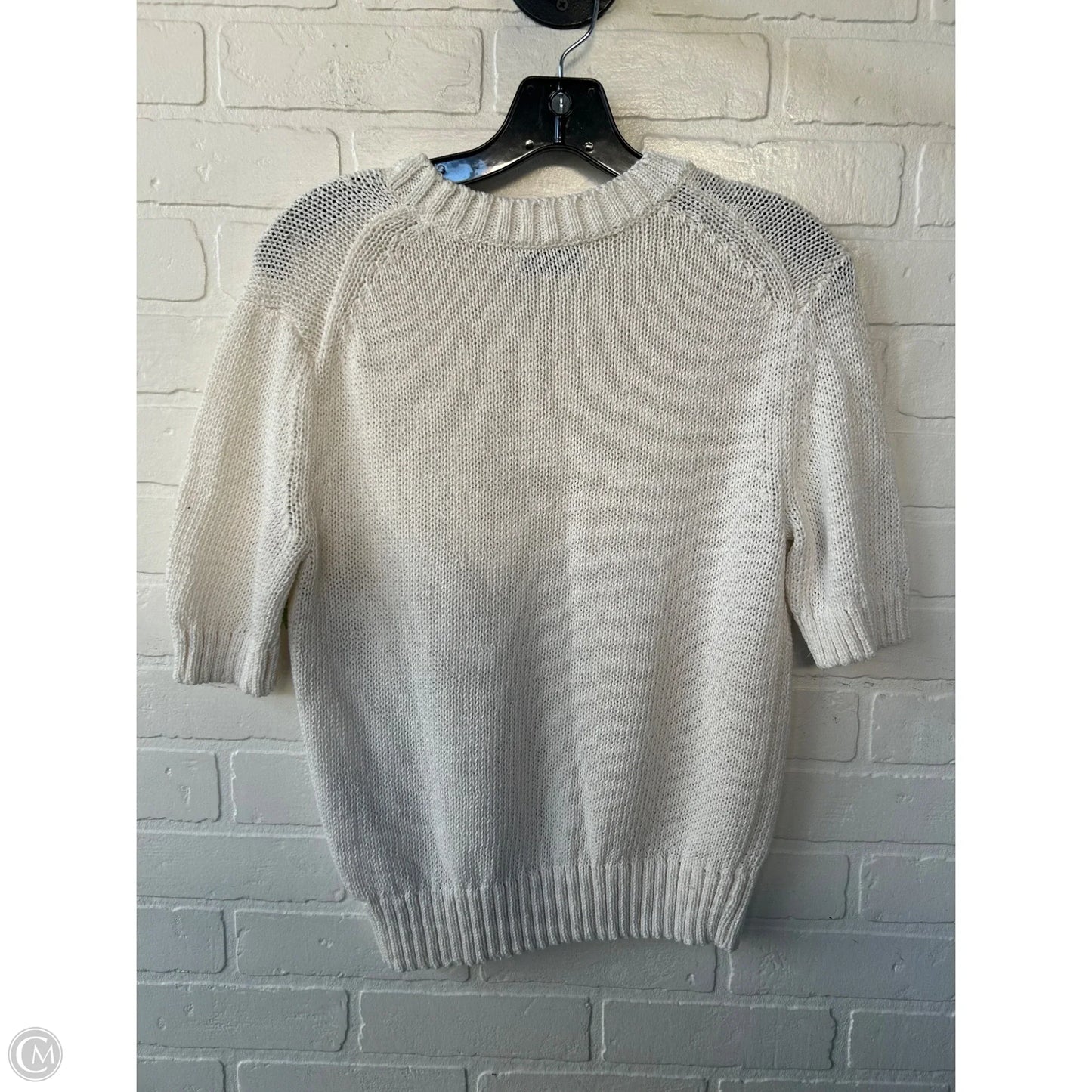 Sweater Short Sleeve By Calvin Klein In Cream, Size: Xs